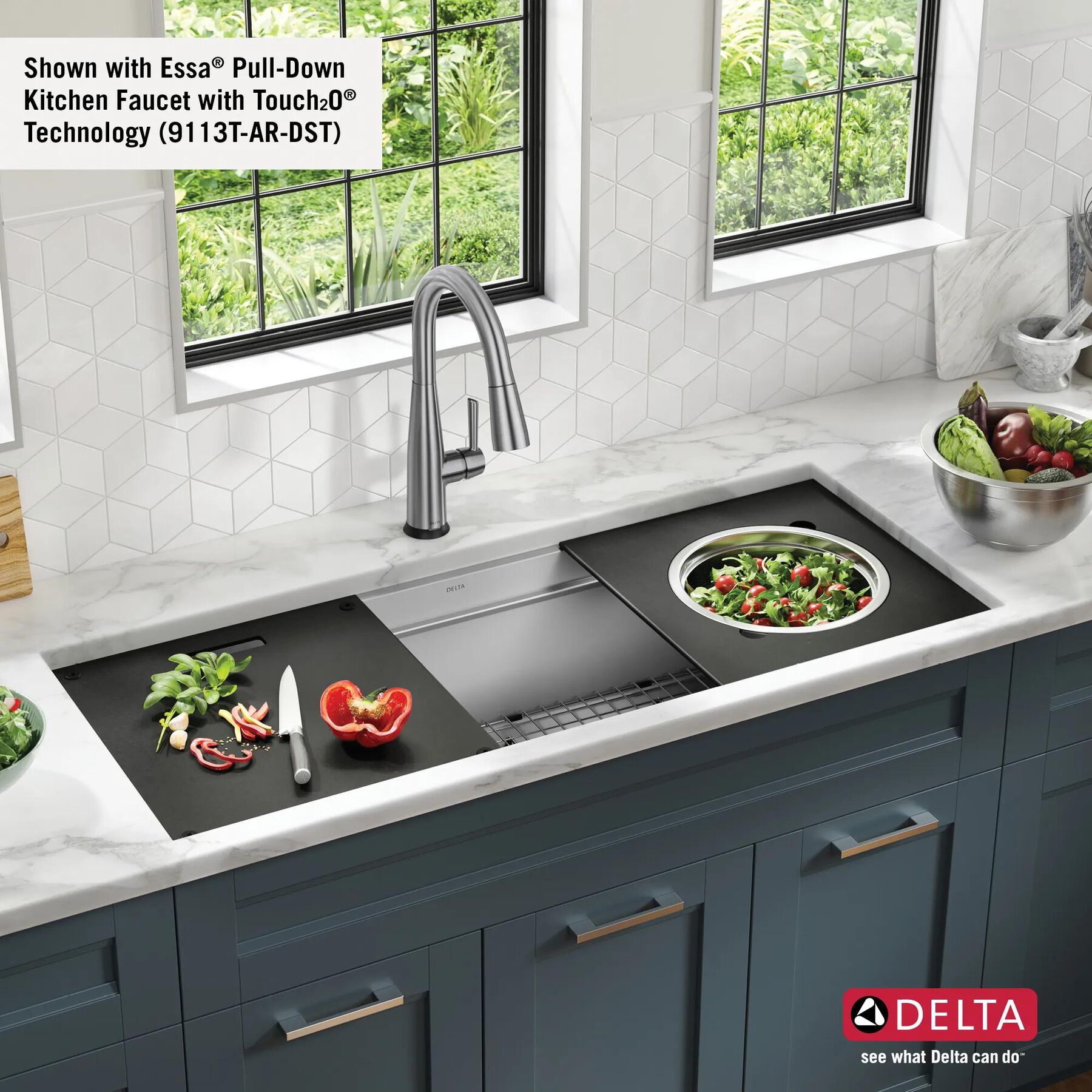 45&rdquo; Workstation Undermount Single Bowl 16 Gauge Stainless Steel Kitchen Sink with 2-Tier&nbsp;WorkFlow&trade; Ledge and Accessories